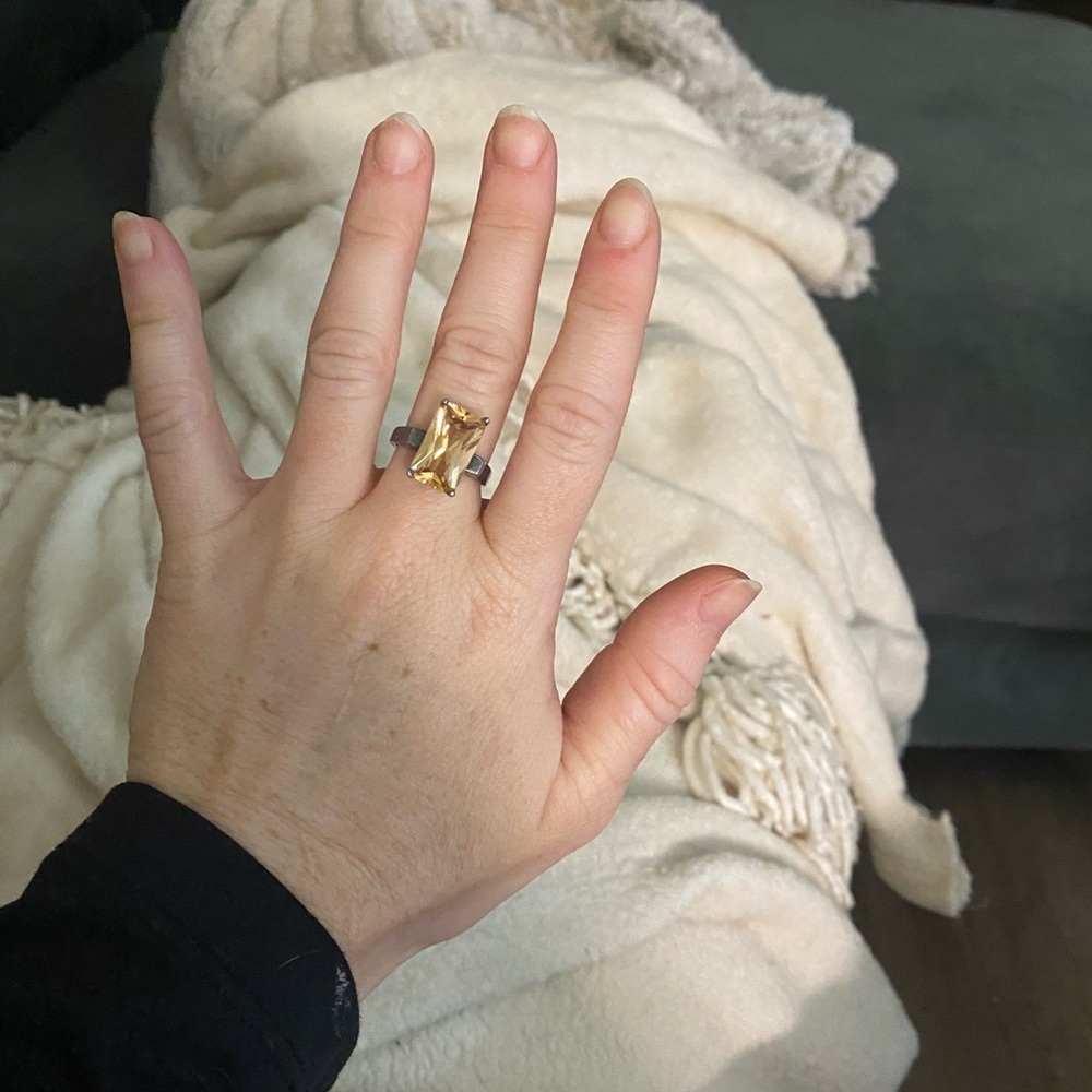 Vintage Citrine 925 Statement Ring - image 1